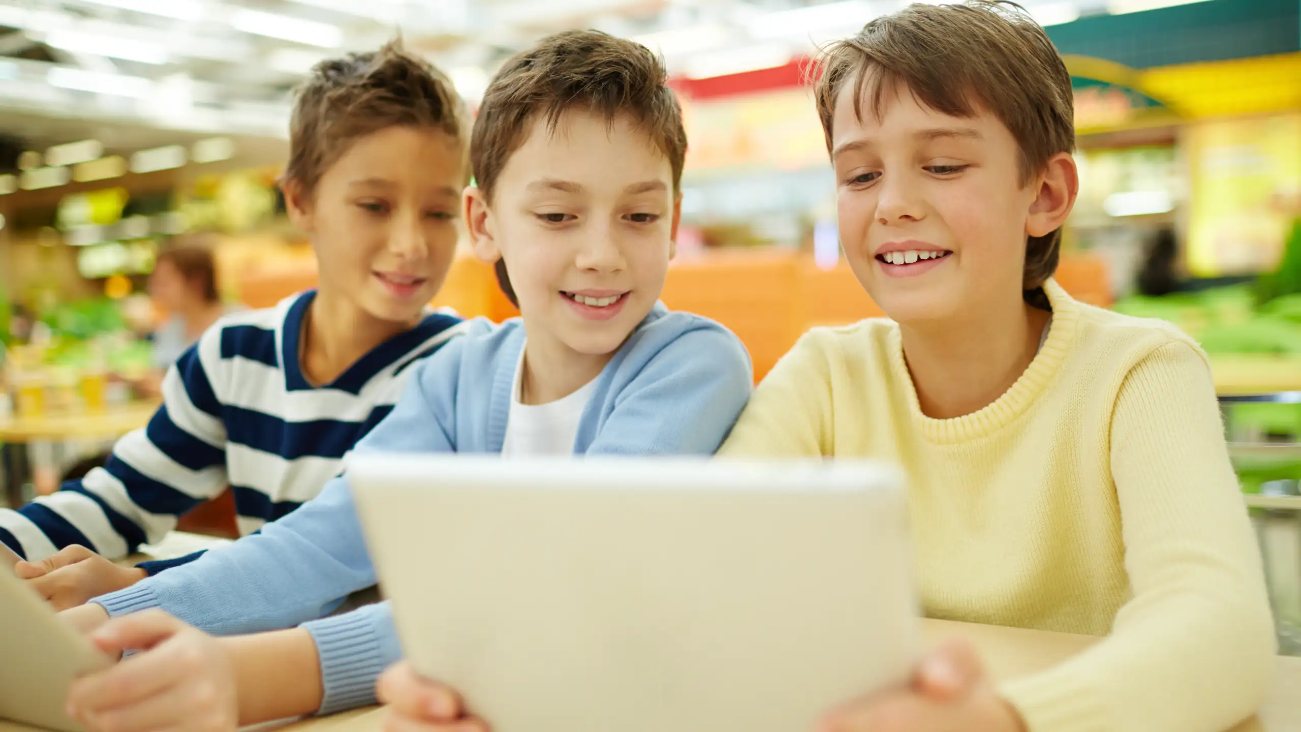 Students using computers their free time